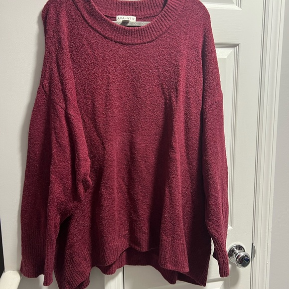 Ava & Viv Sweaters - Ava & Viv Women's Deep Red Crew Neck Sweater